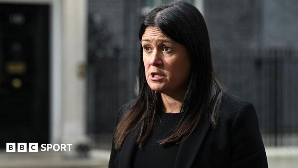 Secretary of State for Culture, Media and Sport, Lisa Nandy, speaks to media following an Action on Antisemitism event at Downing Street