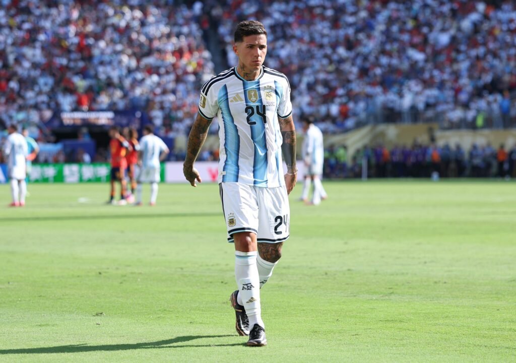 Man City want two midfielders Enzo Fernandez of Argentina reacts as he walks off the pitch