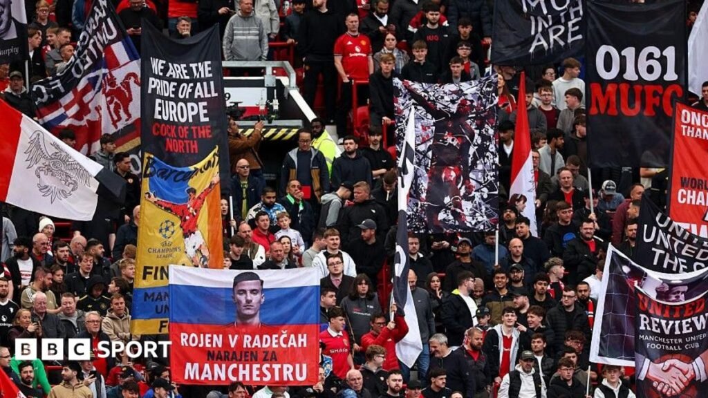Manchester United admit mistakes over ticket touting investigation An image of a group of Manchester United fans inside Old Trafford