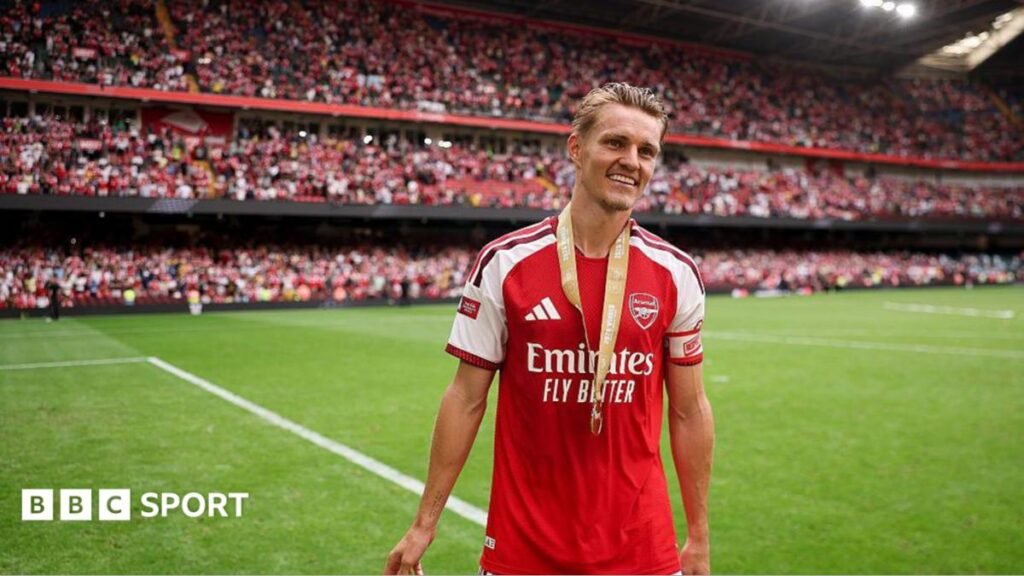 Martin Odegaard: Could he be like a new signing for Arsenal? Martin Odegaard with his medal on the pitch after beating Manchester City.