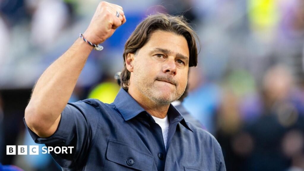 Mauricio Pochettino agrees US manager contract extension until 2030 US man's team manager Mauricio Pochettino raises his fist in celebration