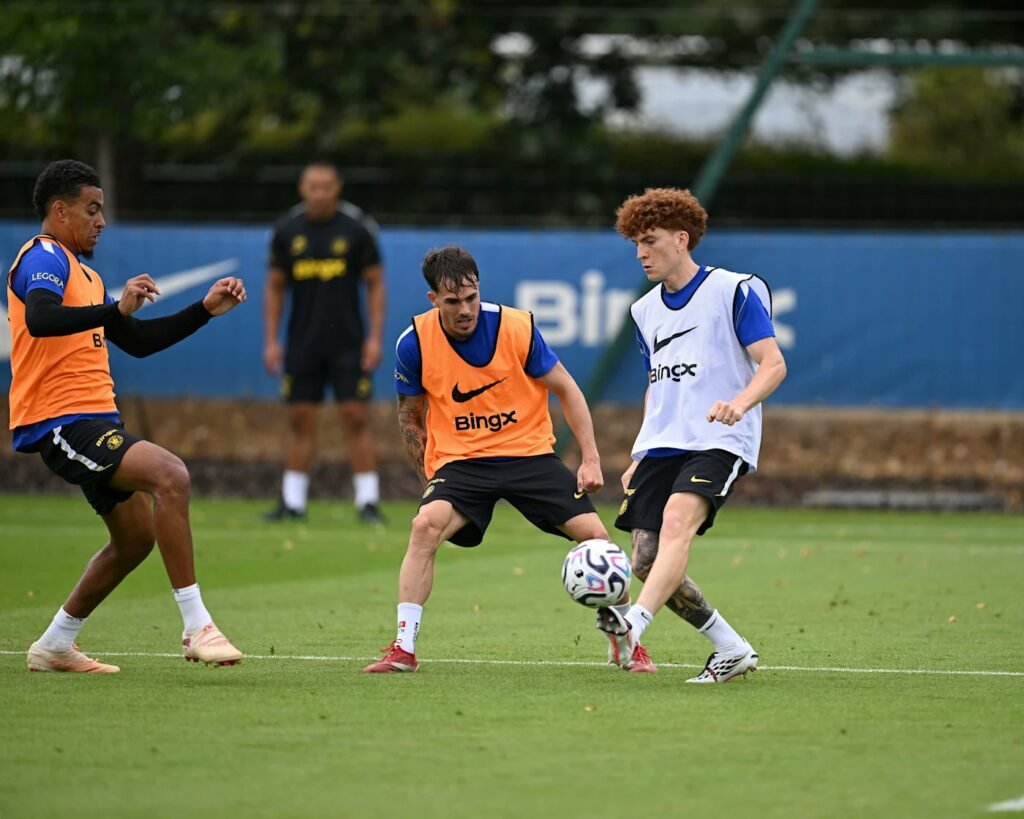 New midfield signing promises Chelsea fans skill and energy Valentin Barco in Chelsea training.