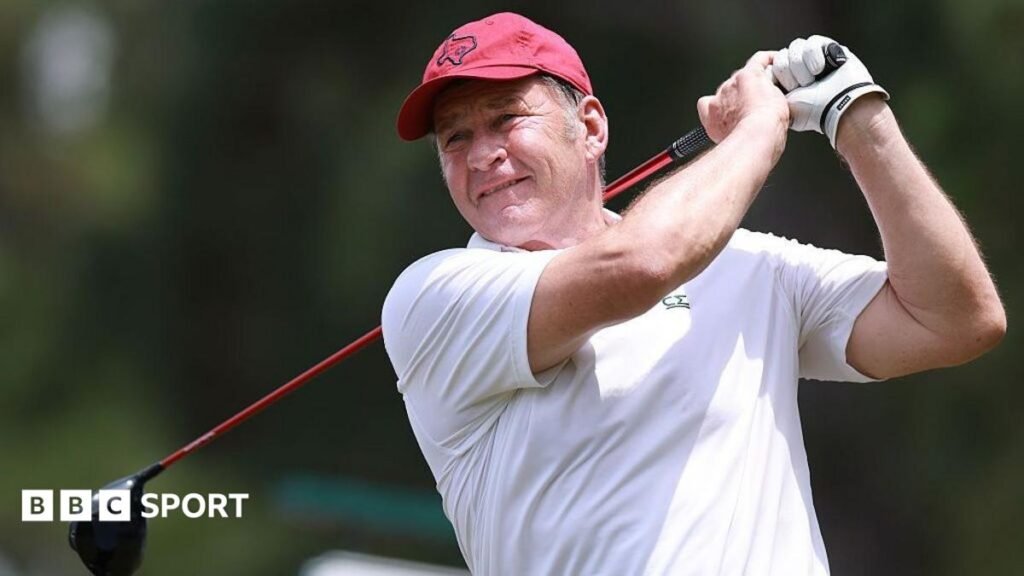Nick Faldo: LIV returnees should ‘eat humble pie’ before rejoining DP World Tour Sir Nick Faldo watches the ball down the fairway having driven from the tee