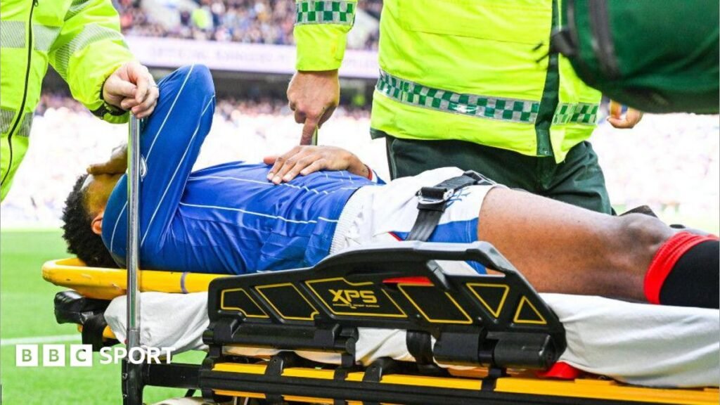 Rangers' Youssef Chermiti is taking off on a stretcher
