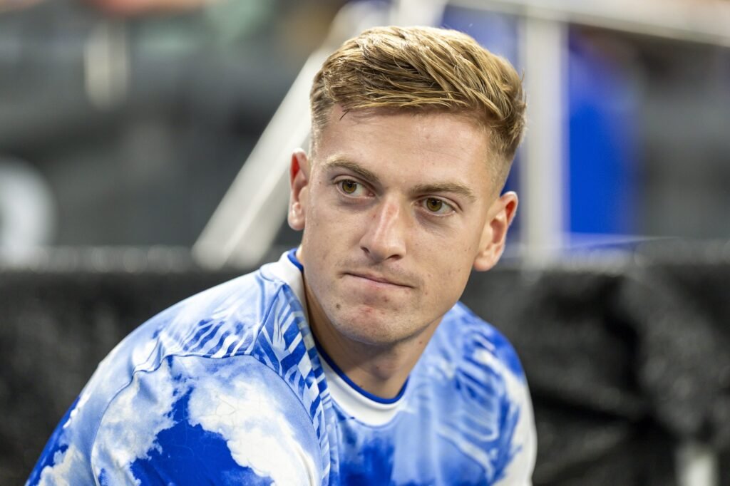 Romano update gives Chelsea fans hope attacker can be sold Liam Delap of Chelsea FC reacts prior to the preseason friendly
