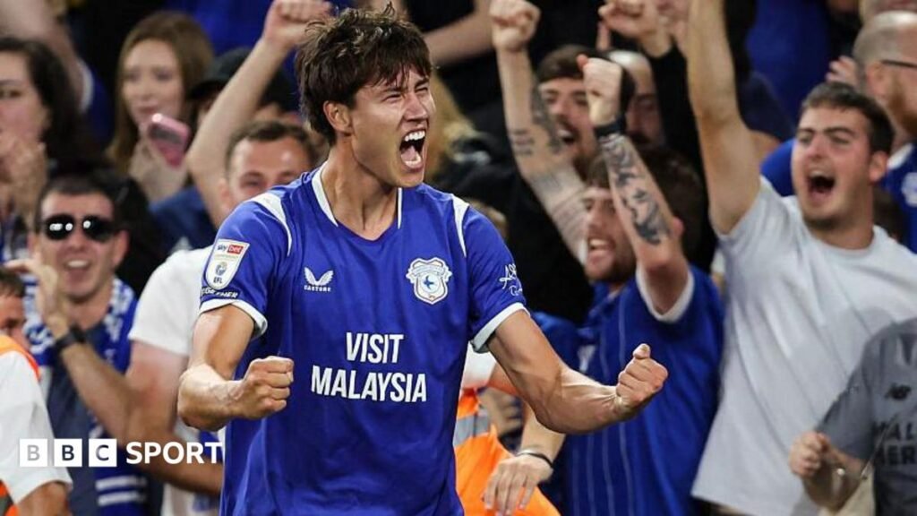 Rubin Colwill: Cardiff City have a lot room for growth says Derby goalscoring hero Cardiff City's Rubin Colwill celebrates