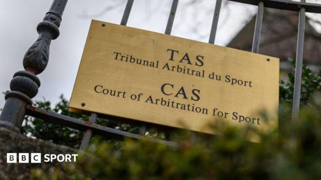 A sign outside the Court of Arbitration for Sport