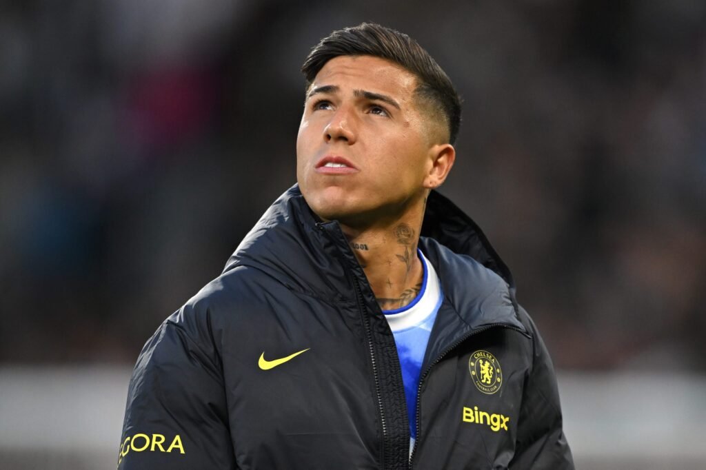 Selling Enzo might be best for Chelsea as well as the midfielder Enzo Fernandez of Chelsea looks on