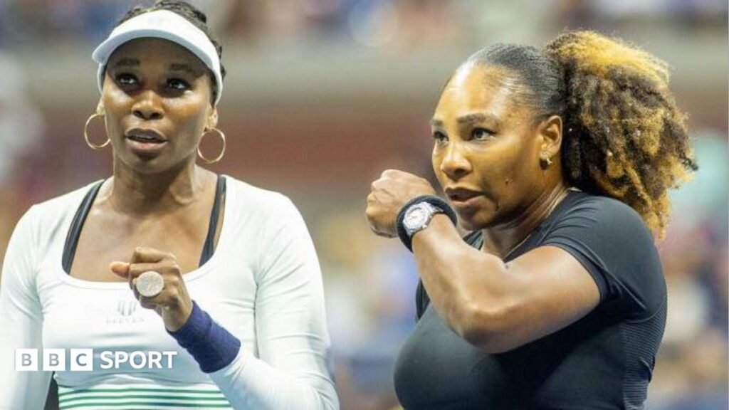 Venus and Serena Williams playing at the 2022 US Open