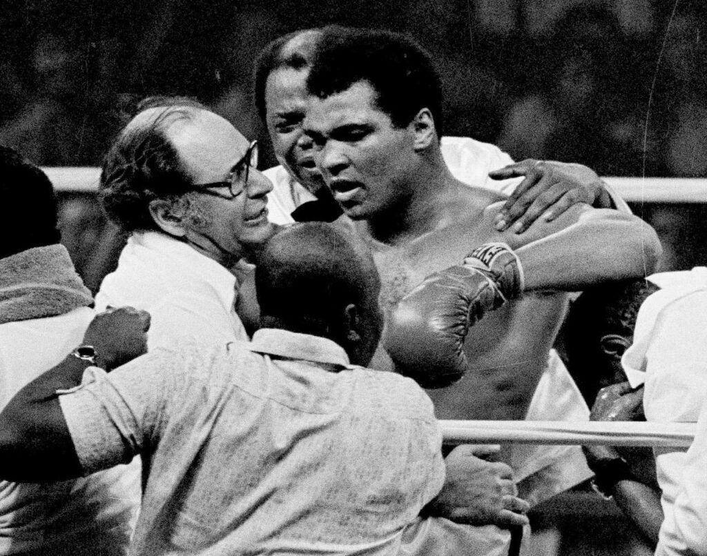Muhammad Ali after the Thrilla in Manila against Joe Frazier in 1975