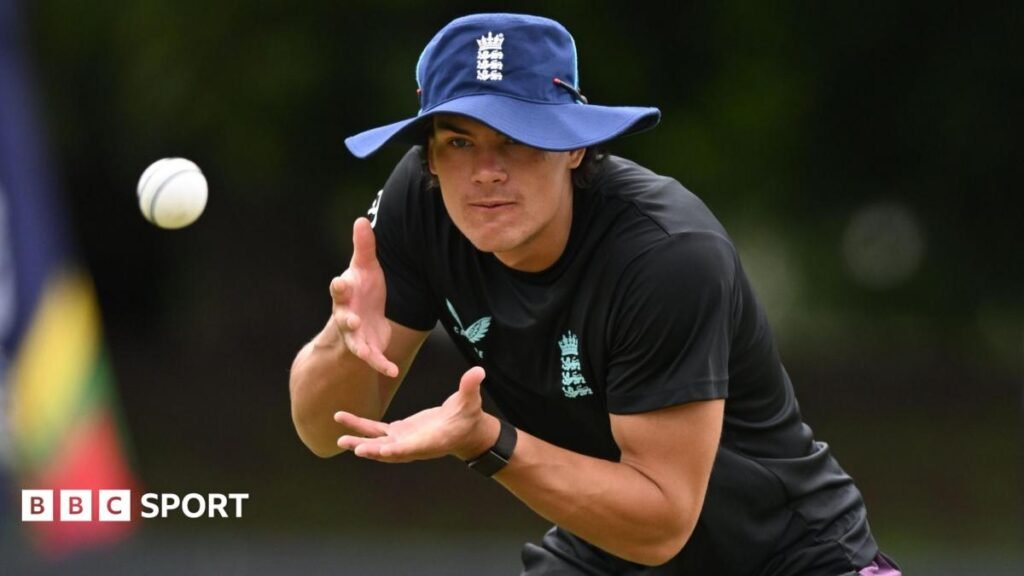 The Hundred 2026: Caleb Falconer overcame email ‘hoax’ for Southern Brave chance Caleb Falconer taking a catch during training for England Under-19s