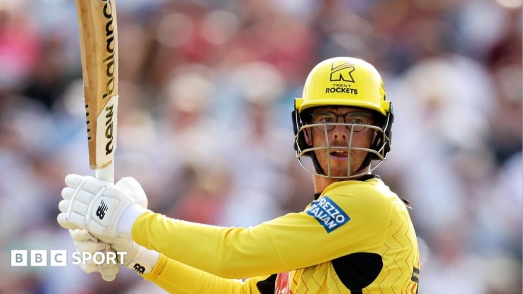 The Hundred 2026 results: Trent Rockets into knockout stages with win against MI London Mitchell Santner bats for Trent Rockets against MI London at the Oval