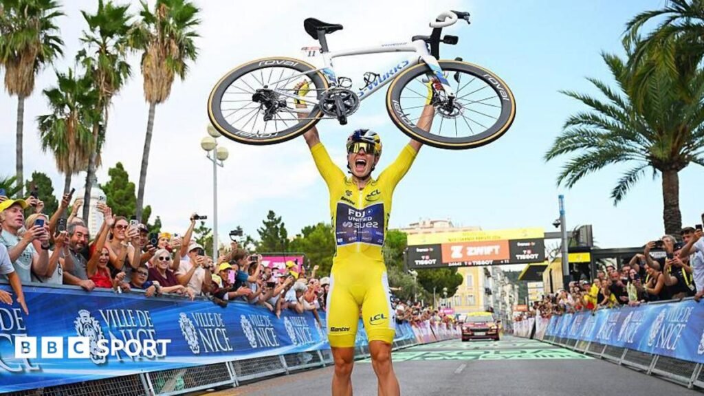 Tour de France Femmes: Demi Vollering wins final stage to clinch second title Demi Vollering lifts her bike to celebrate after winning the final stage of the 2026 Tour de France Femmes to secure the general classification title