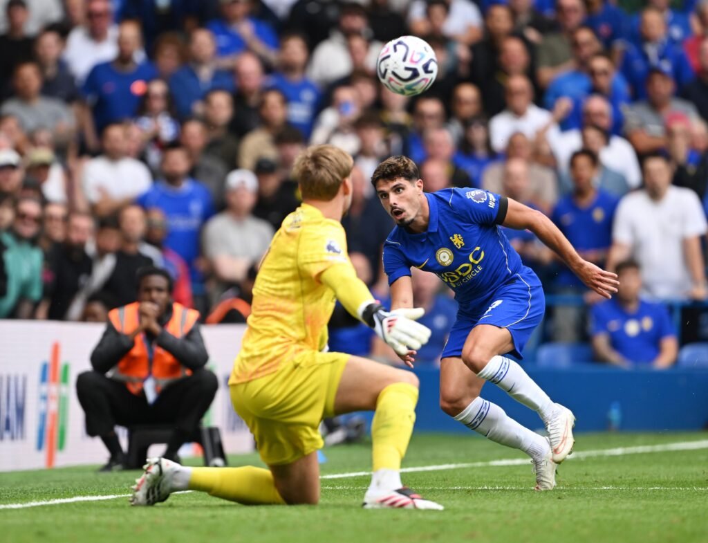 Athletic claim Chelsea priced Man City out of two transfers Pedro Neto of Chelsea has a shot saved by Bart Verbruggen of Brighton