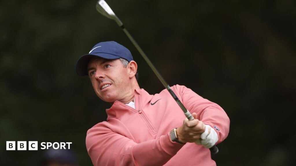 BMW PGA Championship: Eagle leaves Rory McIlroy two off the lead at Wentworth Rory McIlroy hits a shot