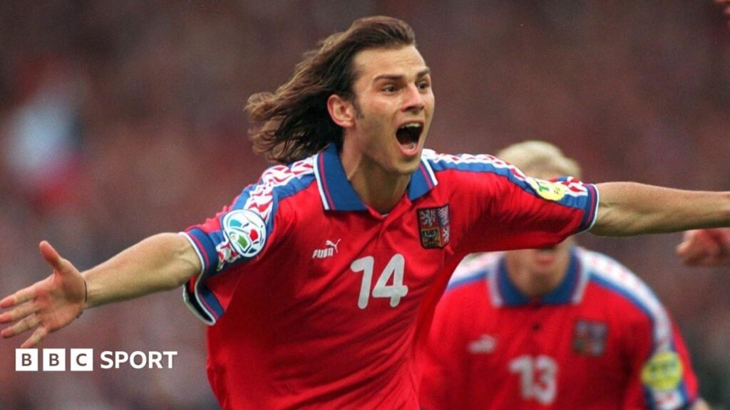 England v Czech Republic: Czechs prepare for Wembley 30 years after Euro ’96 Patrik Berger celebrates Euro '96 final goal