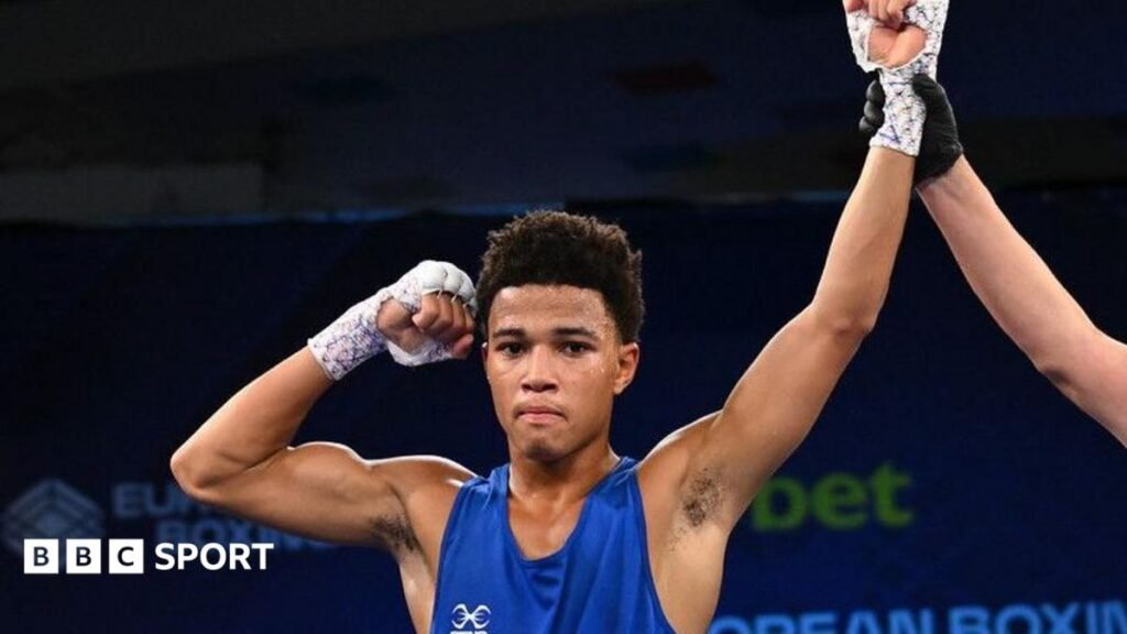 European Boxing Championships: Abdul Burton reaches final after bronzes for Callum Makin and Dimeji Shittu Abdul Burton celebrates winning his European semi-final