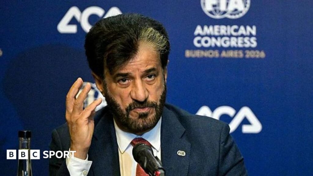 FIA president Mohammed Ben Sulayem speaks at a news conference during the FIA American Congress in September 2026