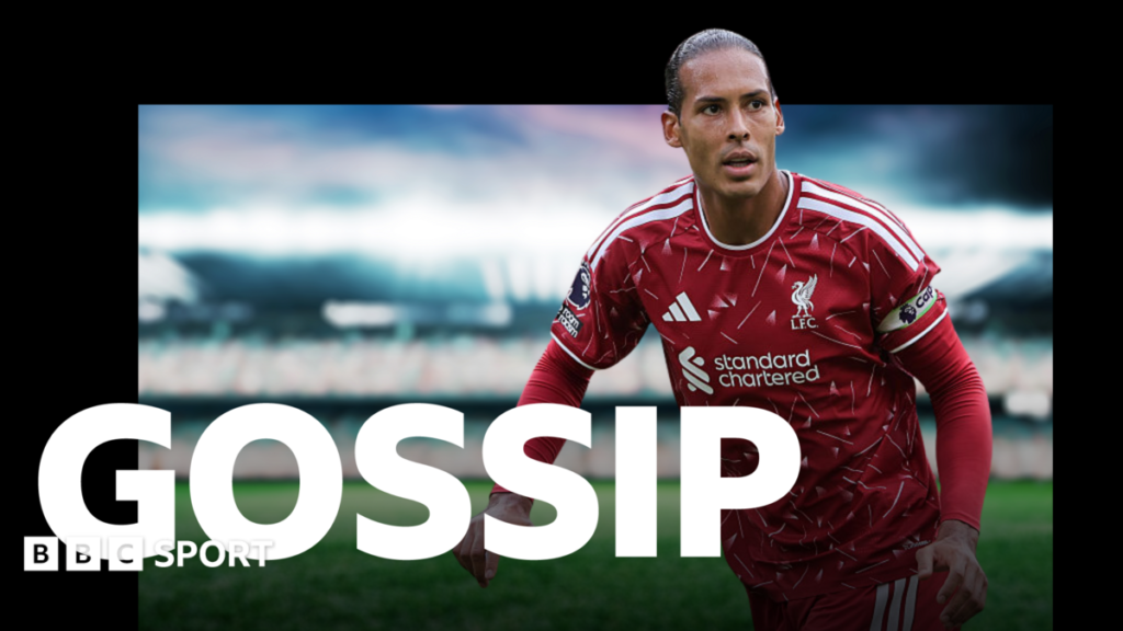 Football gossip: Van Dijk, Olise, Pickford, Kounde, Shaw Virgil van Dijk with the BBC Sport gossip banner