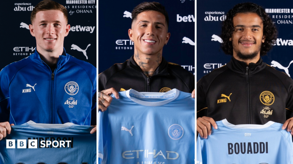 Elliot Anderson (left), Enzo Fernandez (middle) and Ayyoub Bouaddi