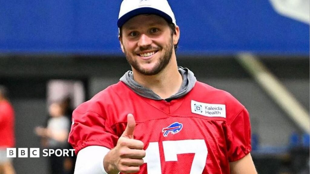 NFL 2026 Predictions: Who will reach Super Bowl? Who will win NFL MVP? Quarterback Josh Allen gives a thumbs up gesture during the Buffalo Bills mandatory minicamp in June 2026