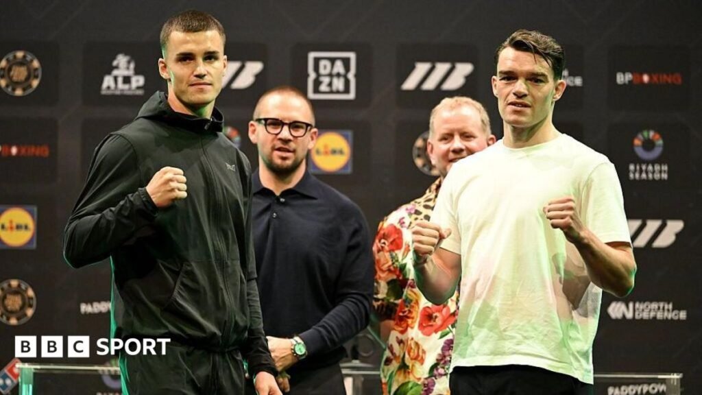Taylor Bevan v Emmet Brennan: Croke Park hosts super-middleweight bout Taylor Bevan (left) poses for a photo with his opponent Emmet Brennan