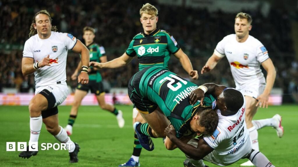 Fraser Dingwall is tackled by Newcastle's Christian Wade