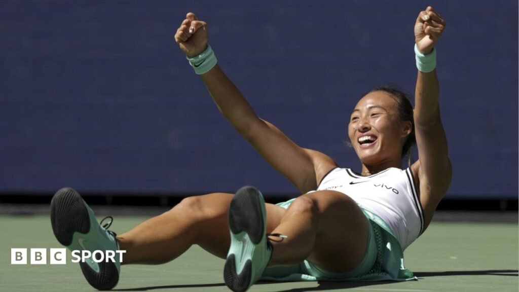 US Open 2026 results: Zheng Qinwen shocks Iga Swiatek to reach quarter-finals Zheng Qinwen drops to the floor in celebration