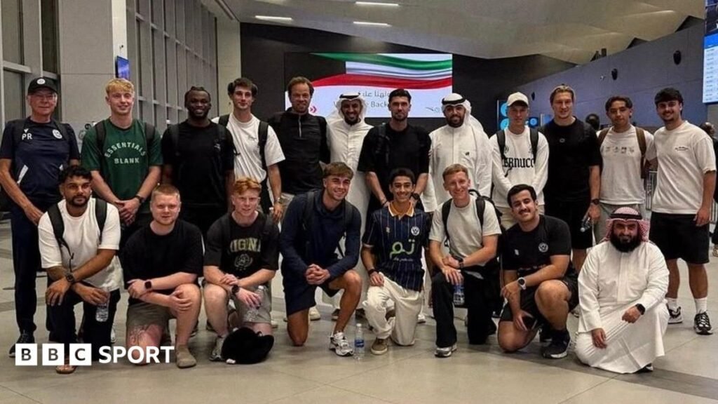 Why Salisbury FC are ‘bigger than many Premier League teams’ in Kuwait Some of the Salisbury squad posing for a group photo after arriving in Kuwait