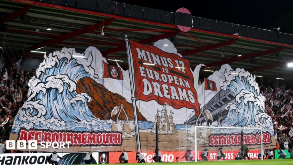 Bournemouth: Minus 17 to European dream for Cherries A tifo is displayed before the Europa League match between Bournemouth and SK Sturm Graz