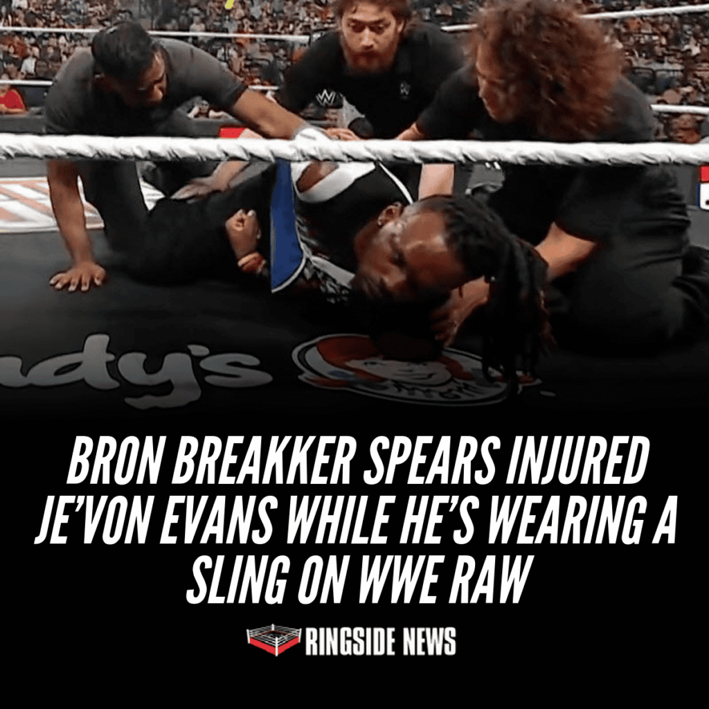 Bron Breakker Spears Injured Je’Von Evans While He’s Wearing a Sling on WWE RAW