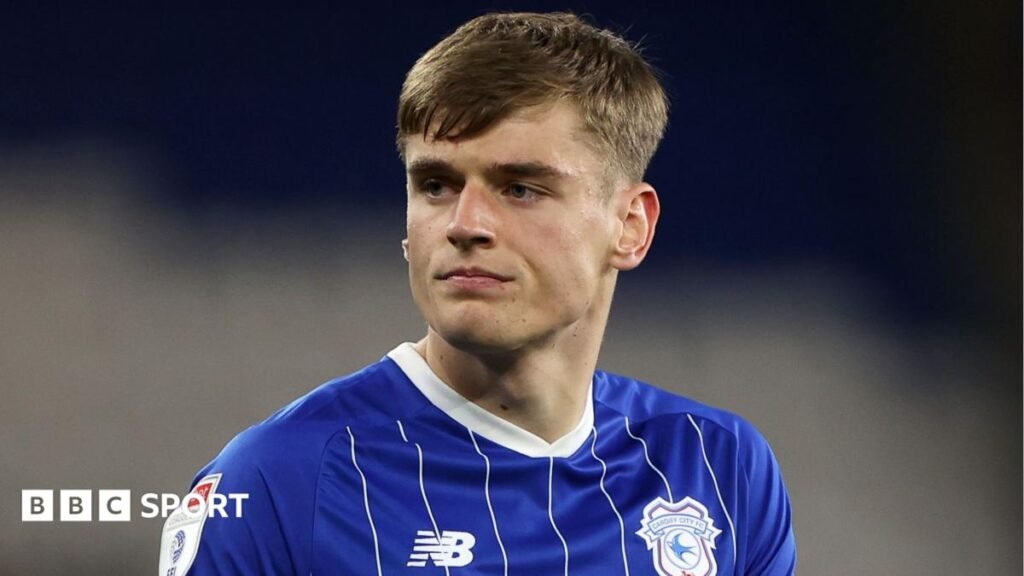 Dylan Lawlor looks on during a Cardiff City game