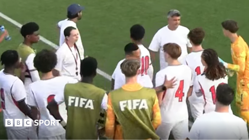 England-Republic of Ireland Under-15 World Cup match abandoned over alleged racism England Under-15 players gathered at the side of the pitch after a team-mate made an allegation of racism by a Republic of Ireland opponent