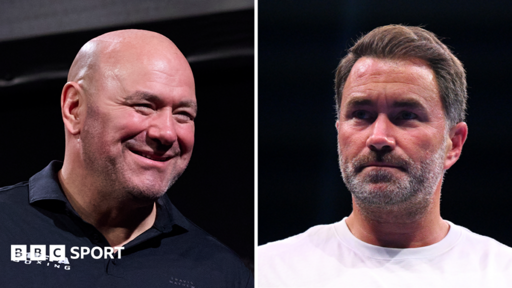Fury vs Joshua: Dana White credits Eddie Hearn for Fury vs Joshua being in UK Dana White and rival promoter Eddie Hearn