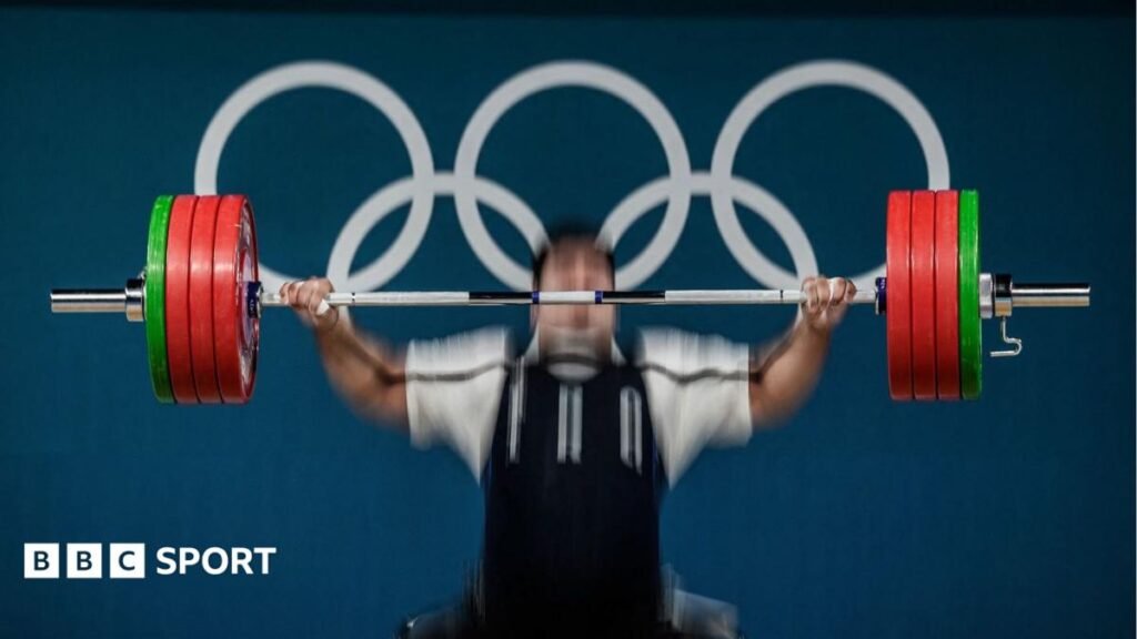 A weightlifter at the 2024 Paris Olympics