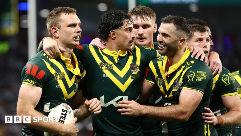 Rugby League World Cup 2026: Australia reach World Cup semis & New Zealand get back on track Tom Trbojevic celebrates
