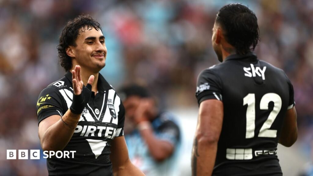 Rugby League World Cup 2026: New Zealand beat Fiji Casey McLean celebrates after scoring a try for New Zealand