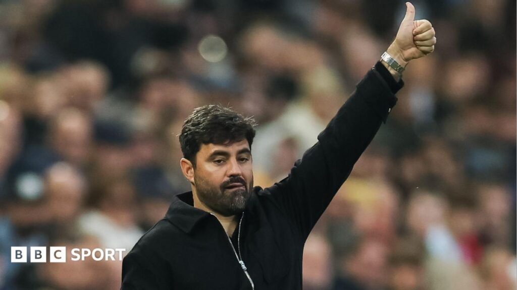 Swansea City: Vitor Matos gives players the plaudits after Blackburn thrashing Vitor Matos gives a thumbs-up gesture during Swansea's win over Blackburn