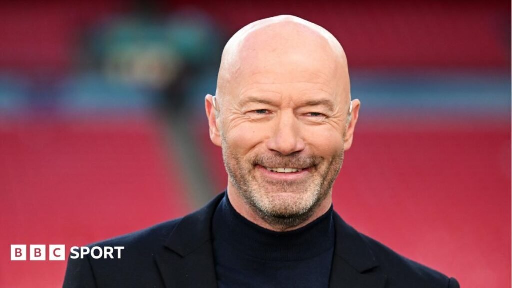 The Football Interview: Newcastle legend Alan Shearer discusses his love of Newcastle, almost continuing his managerial career and swapping the pitch for the commentary box. Alan Shearer speaks into a BBC microphone